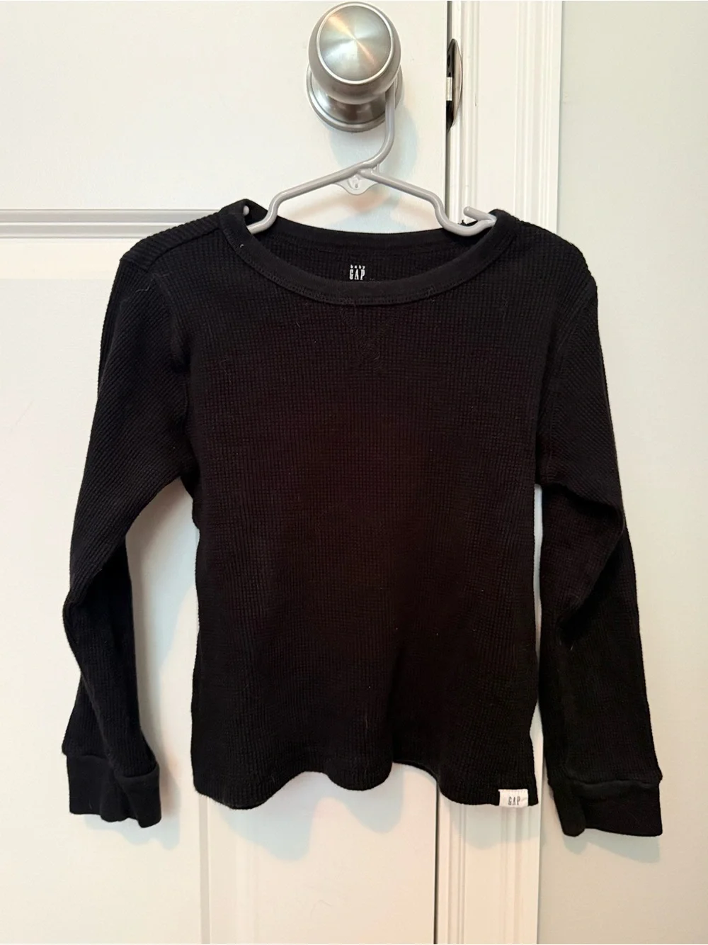 Kids Long Sleeve Waffle Thermal Tops - Green & Black